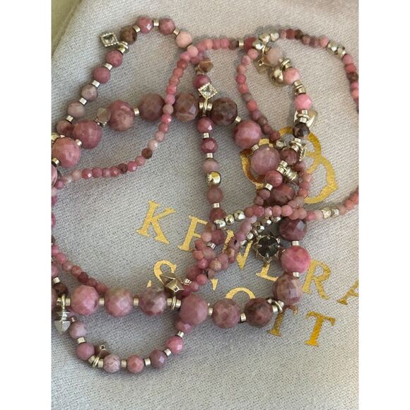 Kendra Scott Supak Gold Pink Rhodonite Beaded Set of 4 Bracelets Set NWOT - Picture 4 of 4
